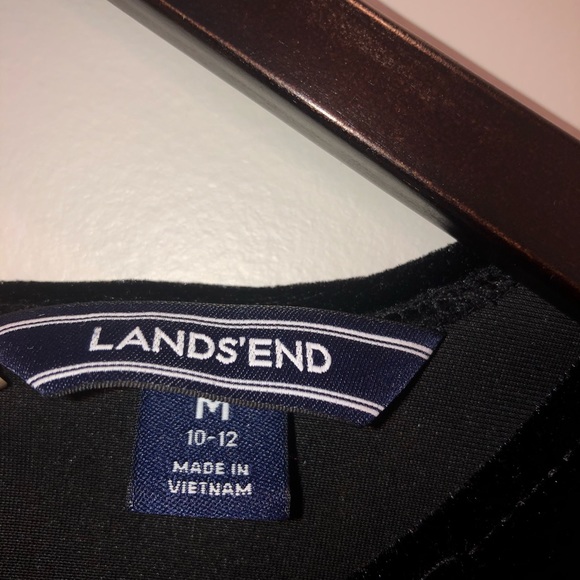 Lands End Girls Short Sleeve Black Velvet Dress M - Picture 3 of 4